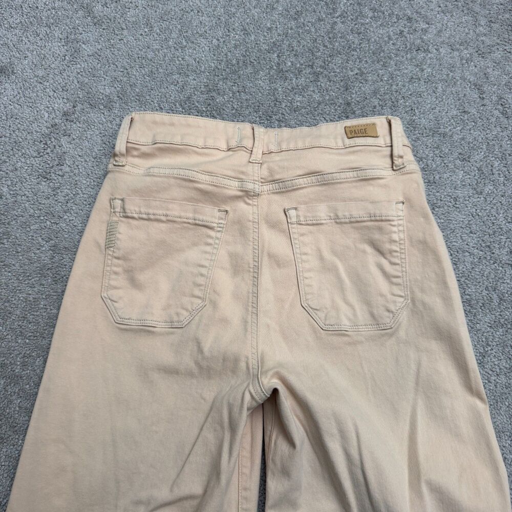 PAIGE Genesee High Rise Wide Leg Denim Jeans Size 28 Sandie Beige Tan Stretch - Picture 3 of 16